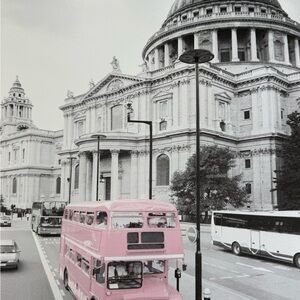 Pink Double-Decker Bus Art Print